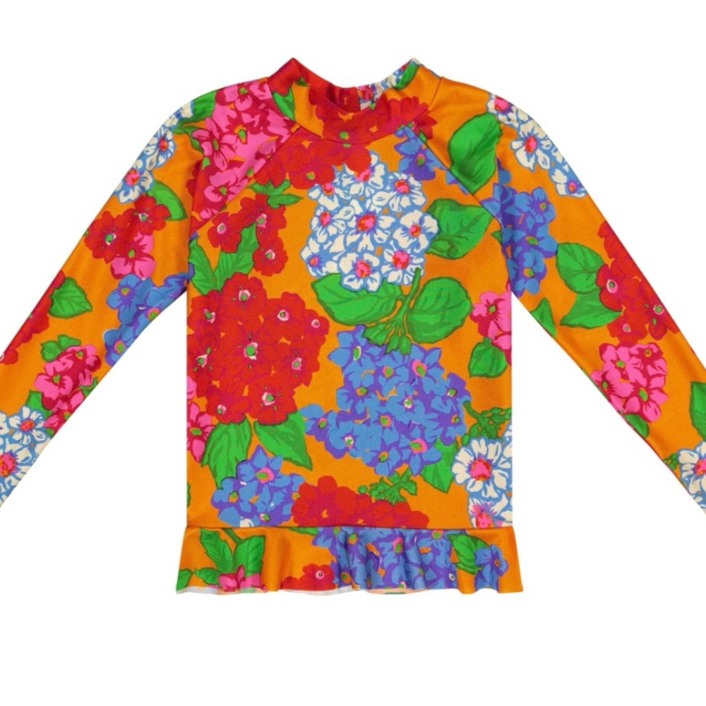 Zimmermann Orange and Red Floral Rashguard NWT